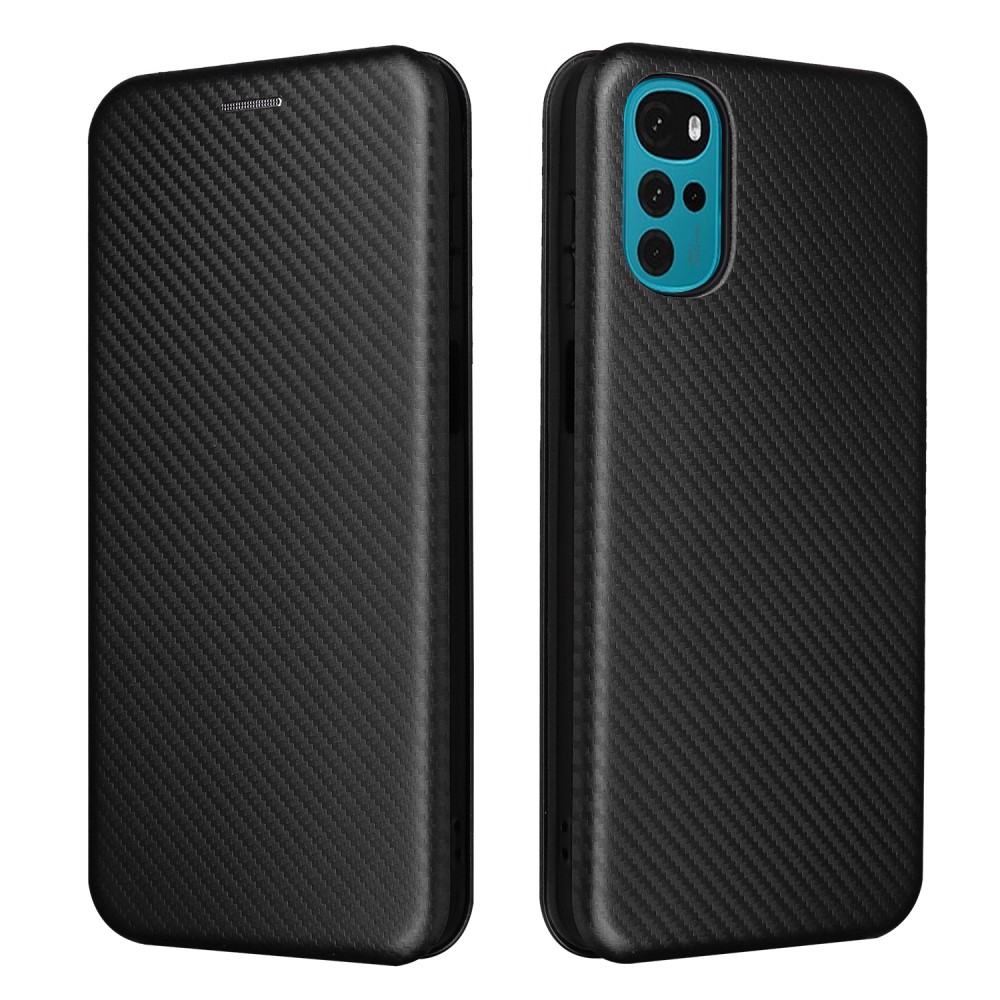 SKALO Motorola Moto G22 Carbon Fiber Plånboksfodral