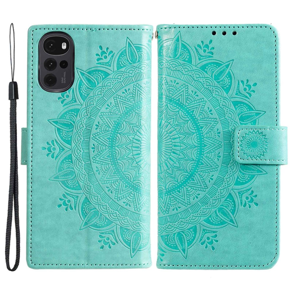 SKALO Motorola Moto G22 Mandala Plånboksfodral - Turkos