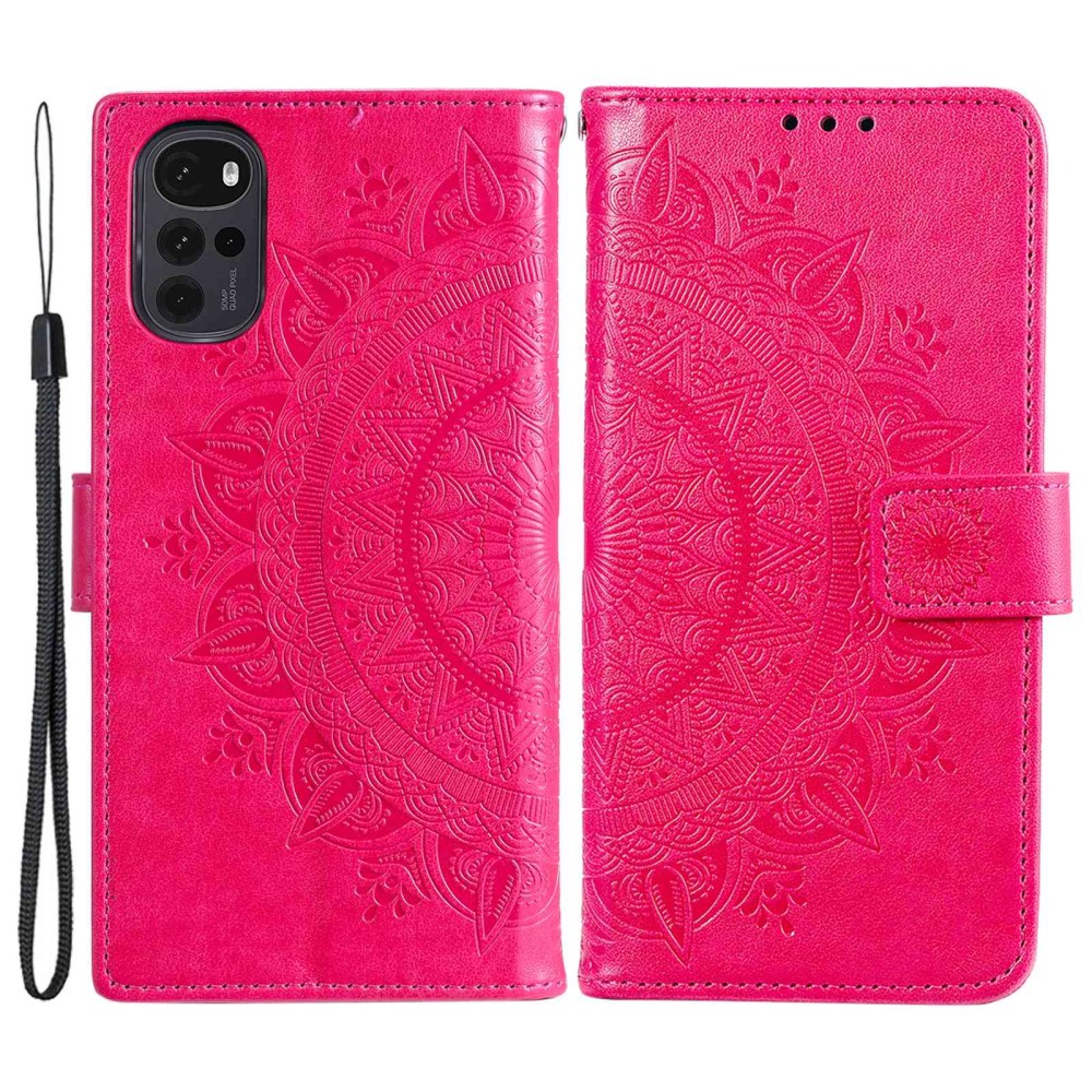 SKALO Motorola Moto G22 Mandala Plånboksfodral - Cerise