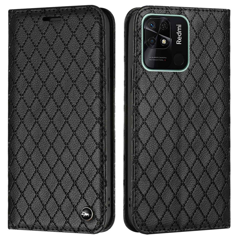 SKALO Xiaomi Redmi 10C Romb Litchi Plånbok