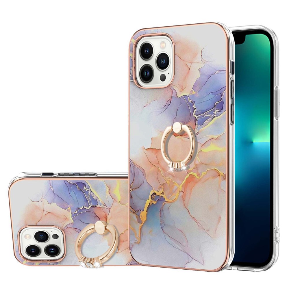 SKALO iPhone 14 Pro Max Marmor TPU Skal Med Ring - Motiv 5
