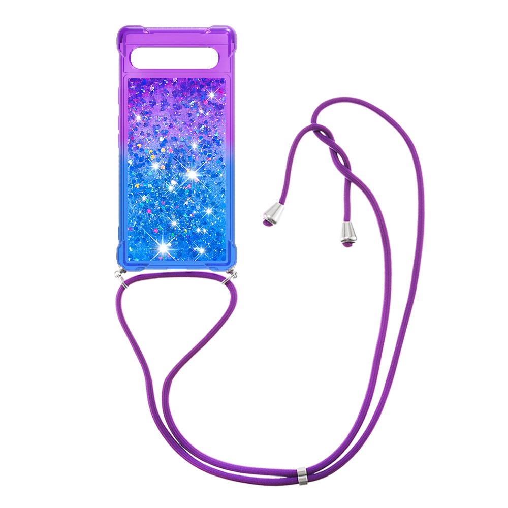 SKALO Google Pixel 7a Kvicksand Glitter Mobilhalsband - Lila
