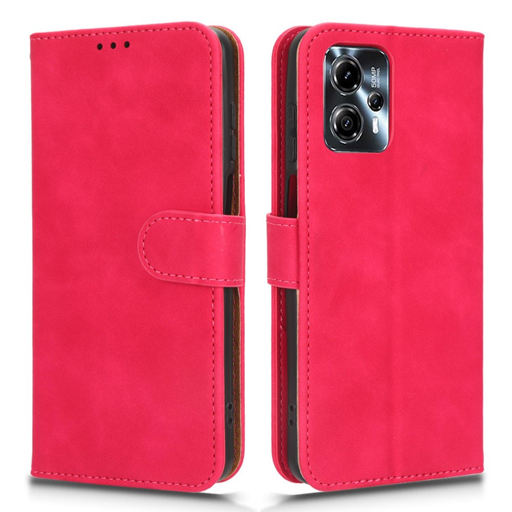 SKALO Motorola Moto G23 Matt PU-Läder Plånboksfodral - Cerise