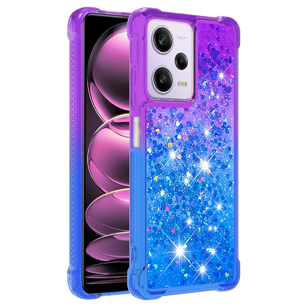 SKALO Xiaomi Redmi Note 12 Pro Kvicksand Glitter Hjärtan TPU-skal - Lila