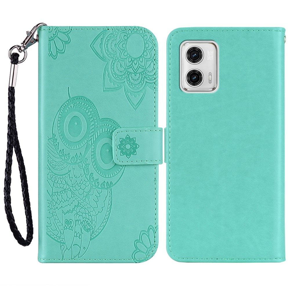 SKALO Motorola Moto G53 Mandala Owl Plånboksfodral - Turkos