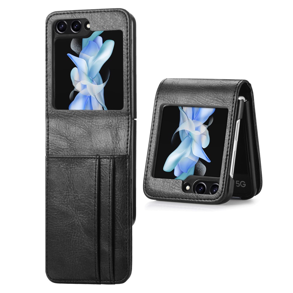 SKALO Samsung Z Flip5 PU Läder Flip Skal med Korthållare/Plånbok