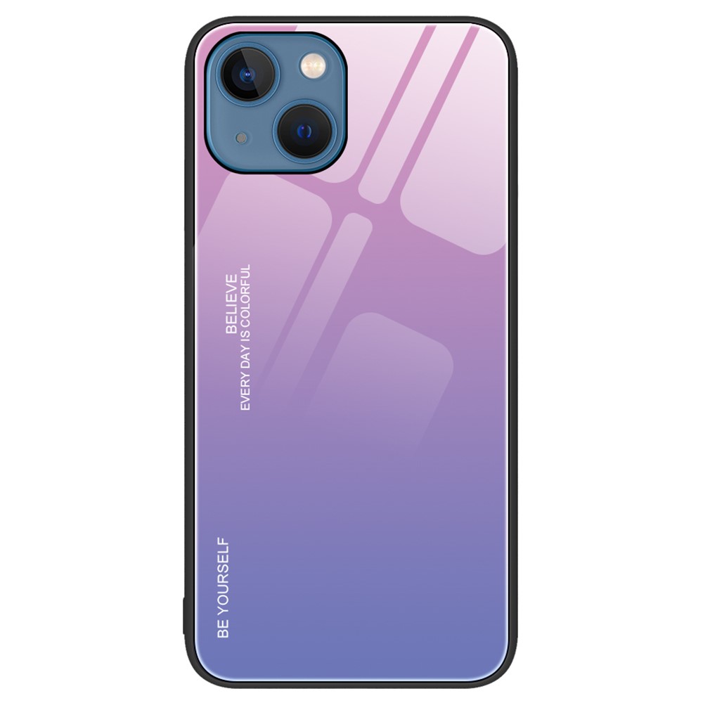 SKALO iPhone 15 Plus Gradient Härdat Glas TPU-skal - Rosa