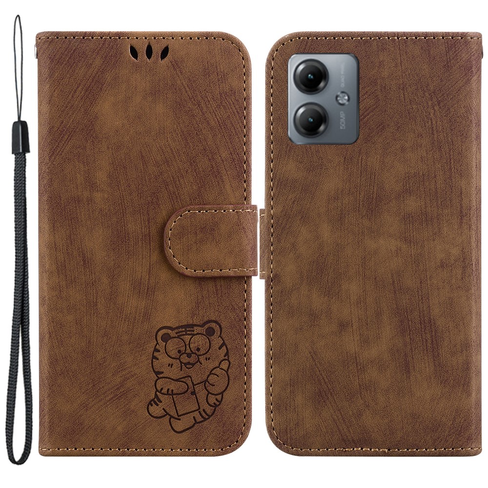 SKALO Motorola Moto G14 Embossed Tiger Plånbok
