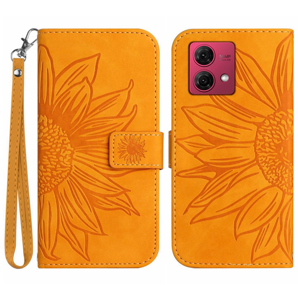 SKALO Motorola Edge 40 Neo Embossed Flower Plånboksfodral i PU-Läder