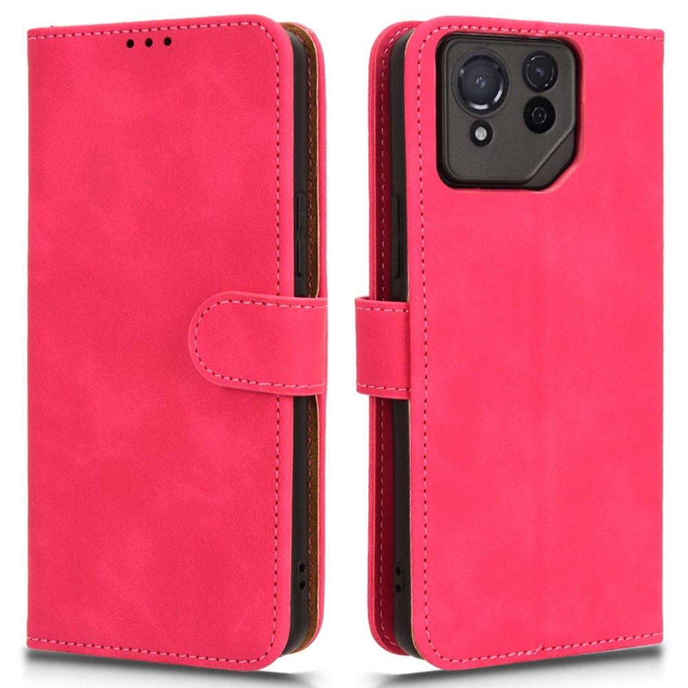 SKALO Asus ROG Phone 8 Matt PU-Läder Plånboksfodral - Cerise