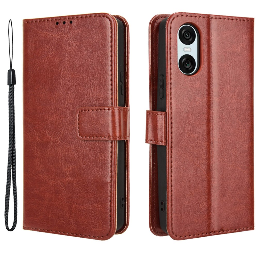 SKALO Sony Xperia 10 VI Crazy Horse Plånbok PU Läder